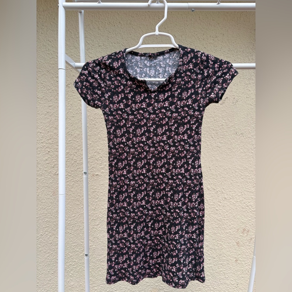 H&M Black and Pink Floral Kids Casual Dress